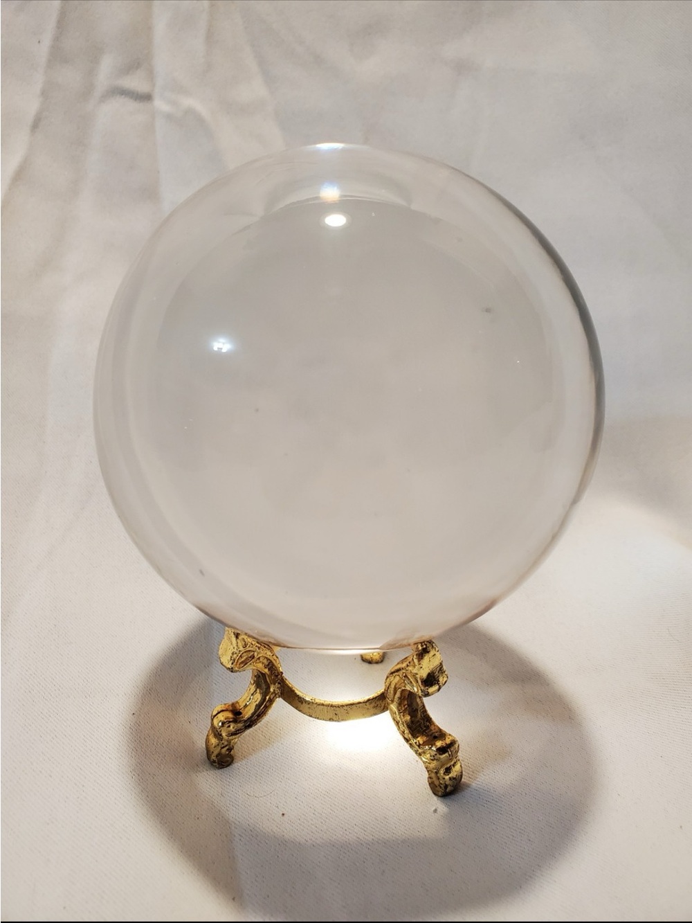 Just gaze into this Crystal Ball on Gold Stand Like New